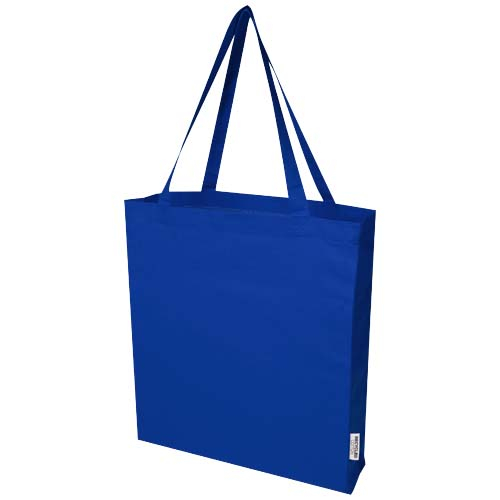 Tote bag recyclé avec soufflet 140 gr - Madras Bleu royal